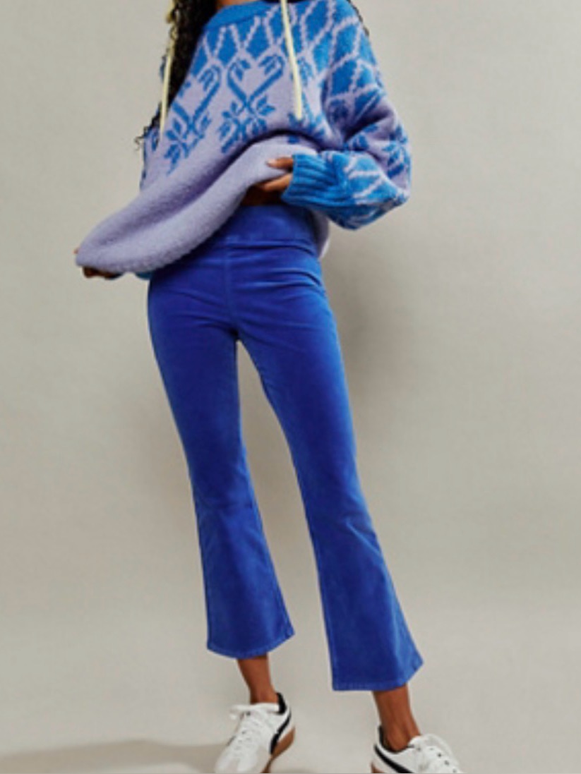 Free People In My Feelings Velvet Crop Slim Flare Pants